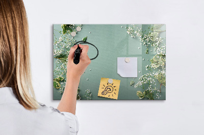 Dry erase magnetic board Delicate flowers