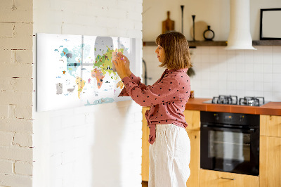 Dry erase magnetic board Animal world map