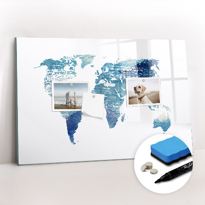 Magnetic board with marker World map