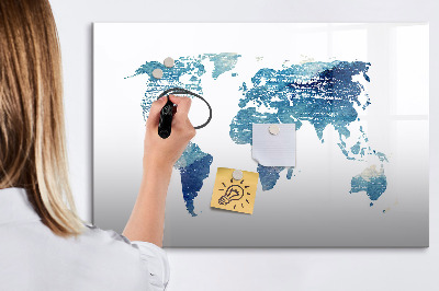 Magnetic board with marker World map