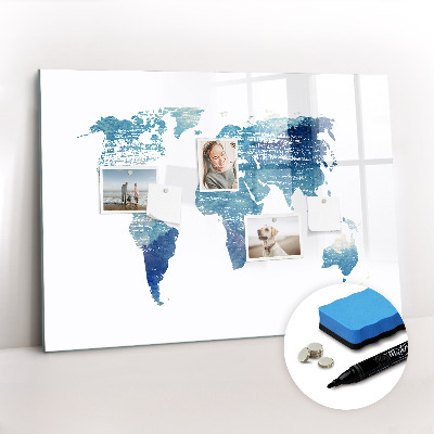 Magnetic dry erase board World map