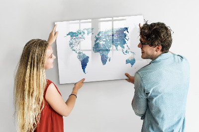 Magnetic board with marker World map