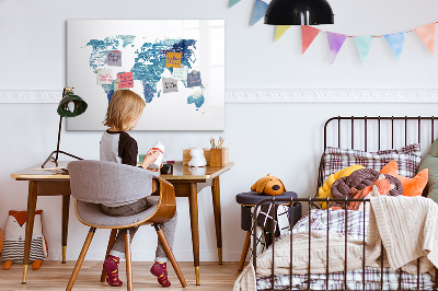 Magnetic dry erase board World map