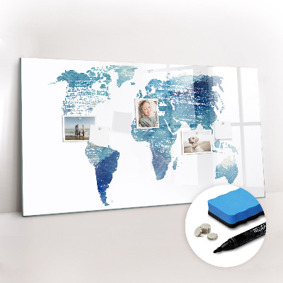 Magnetic dry erase board World map