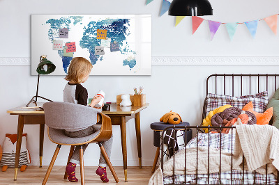 Magnetic dry erase board World map