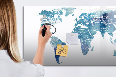 Magnetic dry erase board World map
