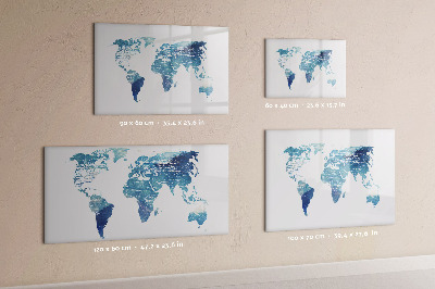 Magnetic board with marker World map