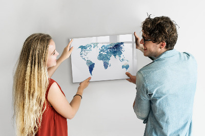 Magnetic dry erase board World map