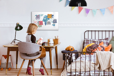 Magnetic board with marker World map