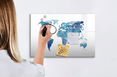 Magnetic board with marker World map