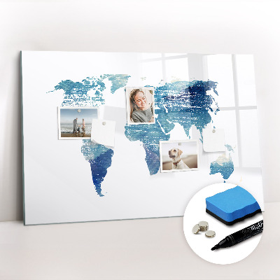 Magnetic dry erase board World map