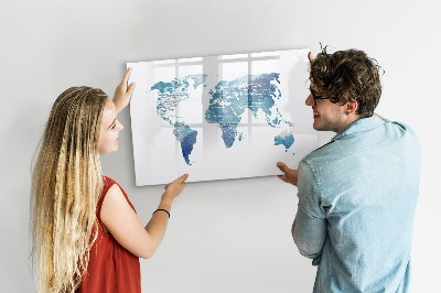 Magnetic board with marker World map