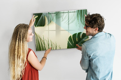 Dry erase magnetic board Monstera leaves