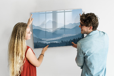 Dry erase magnetic board Mountain landscape