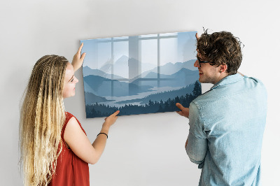 Dry erase magnetic board Mountain landscape