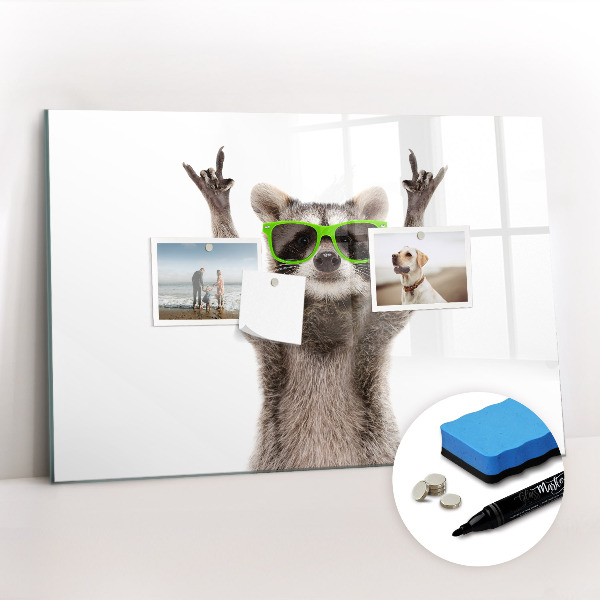 Dry erase magnetic board Raccoon with glasses