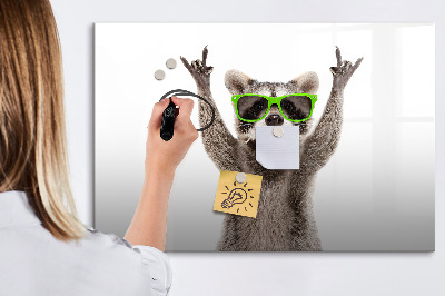 Dry erase magnetic board Raccoon with glasses
