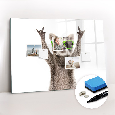 Dry erase magnetic board Raccoon with glasses