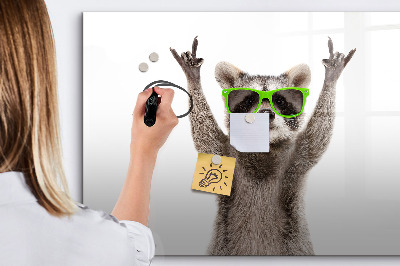 Dry erase magnetic board Raccoon with glasses