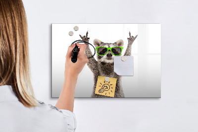Dry erase magnetic board Raccoon with glasses