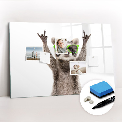 Dry erase magnetic board Raccoon with glasses