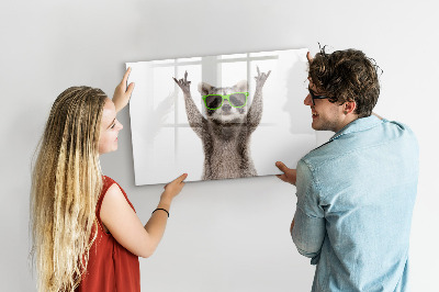 Magnetic board for drawing Raccoon with glasses