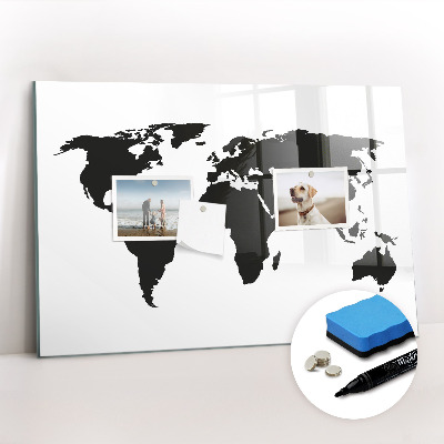 Magnetic dry erase board Black map of the world