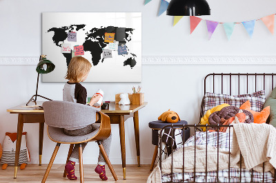 Magnetic dry erase board Black map of the world