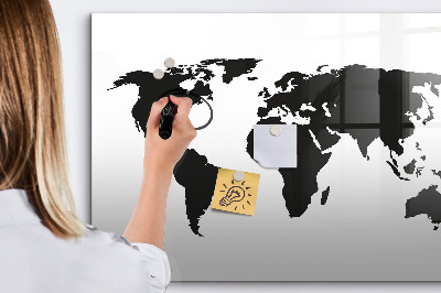 Magnetic board for drawing Black map of the world