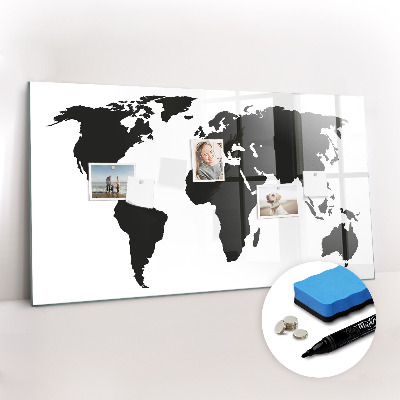 Magnetic dry erase board Black map of the world