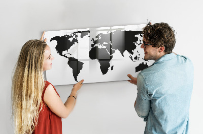 Magnetic dry erase board Black map of the world