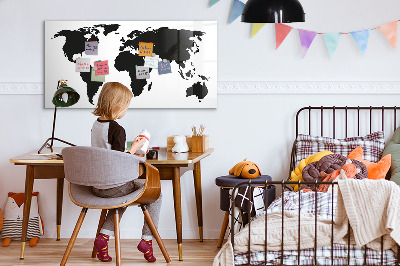 Magnetic dry erase board Black map of the world