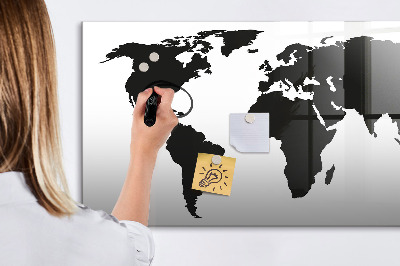 Magnetic dry erase board Black map of the world