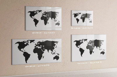 Magnetic dry erase board Black map of the world