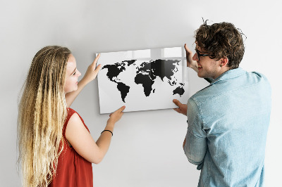 Magnetic dry erase board Black map of the world