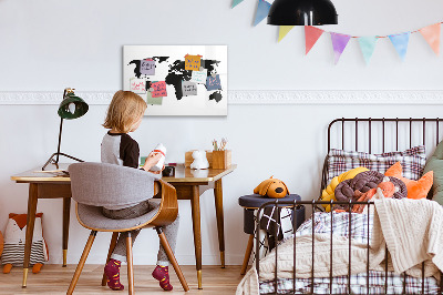 Magnetic dry erase board Black map of the world