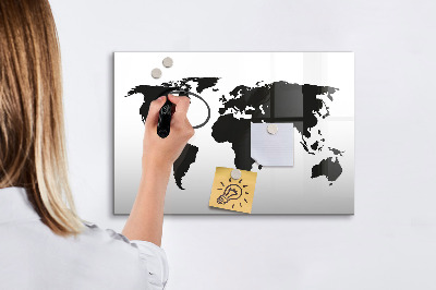 Magnetic dry erase board Black map of the world