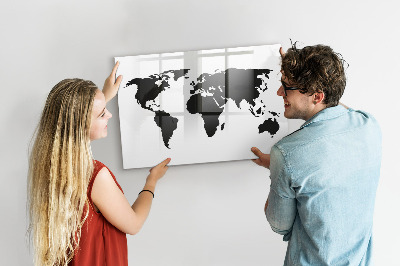 Magnetic dry erase board Black map of the world