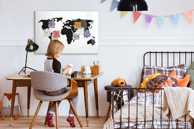 Magnetic dry erase board Black map of the world
