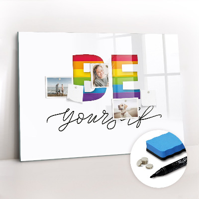 Dry erase magnetic board Inscription be yourself