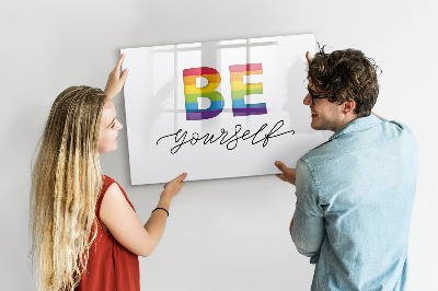 Dry erase magnetic board Inscription be yourself