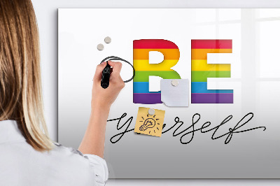 Dry erase magnetic board Inscription be yourself