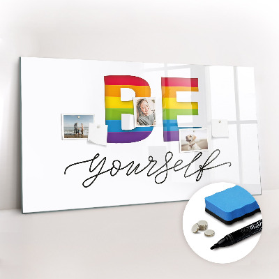 Dry erase magnetic board Inscription be yourself
