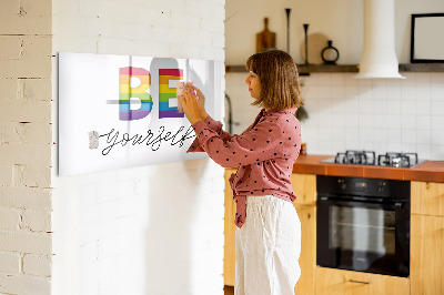 Dry erase magnetic board Inscription be yourself