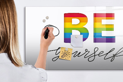 Dry erase magnetic board Inscription be yourself