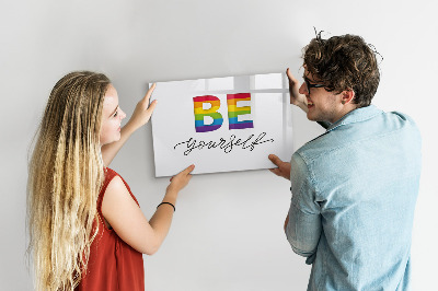 Dry erase magnetic board Inscription be yourself