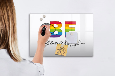 Dry erase magnetic board Inscription be yourself