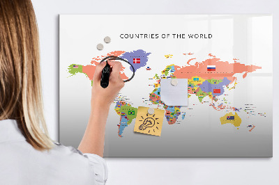 Magnetic dry erase board Map of flags