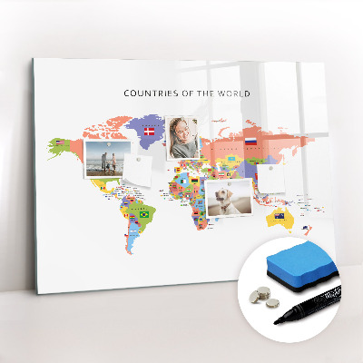 Magnetic dry erase board Map of flags