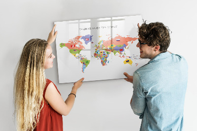 Magnetic board for writing Map of flags